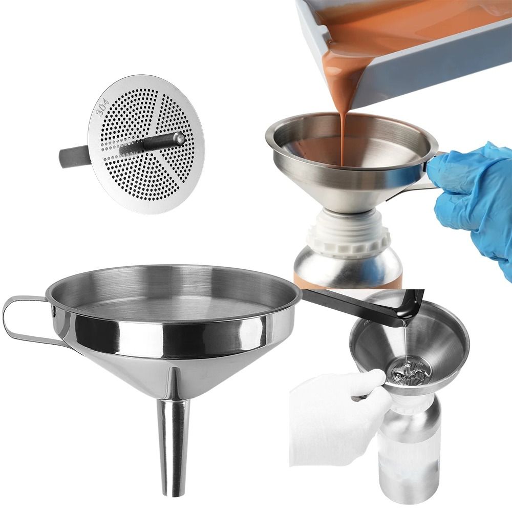 Commercial Kitchen Oil Filter - Wide Mouth Stainless Steel Funnel with