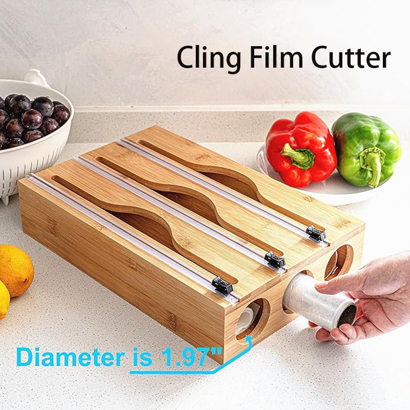 Commercial Kitchen Utensil Organizer - 3 In 1 Bamboo Foil Cling
