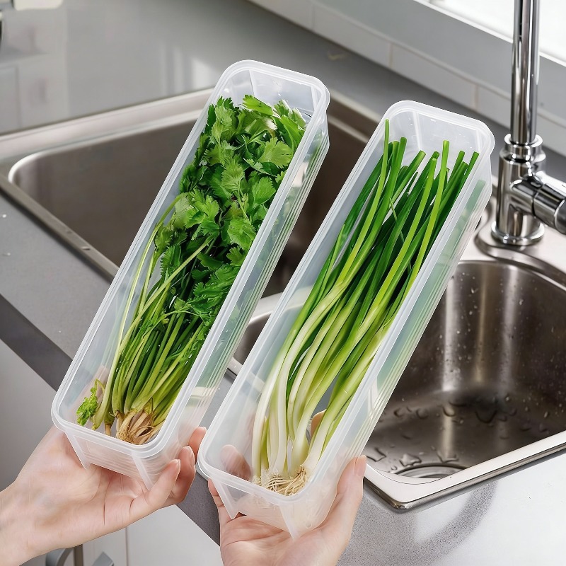 Commercial Kitchen Utensil Organizer - 1/2/4Pcs Green Onion Fresh-keeping Storage Box