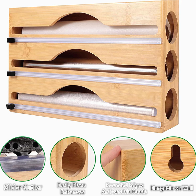 3 In 1 Bamboo Foil Cling Film  - Commercial Kitchen Utensil Organizer review and price
